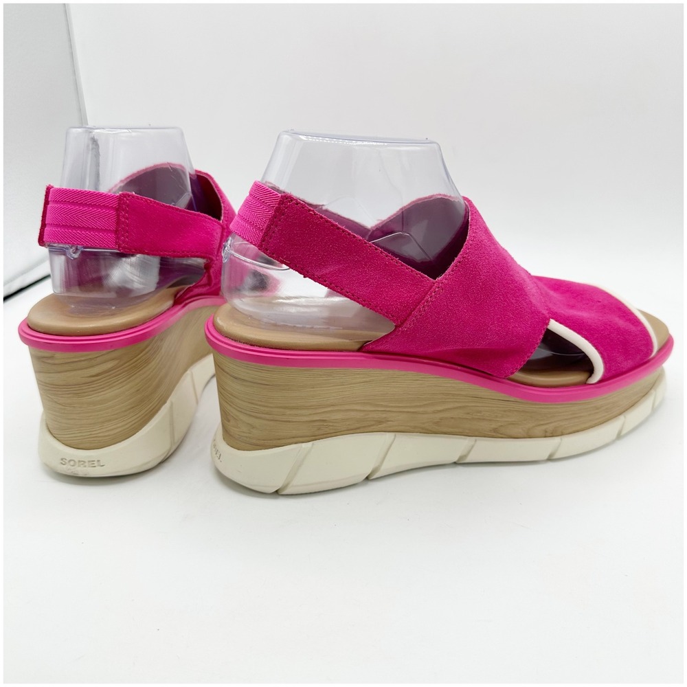 Sorel Joanie III Women's Fuchsia Suede Wedge Platform Sandals Size 10 - Picture 5 of 11
